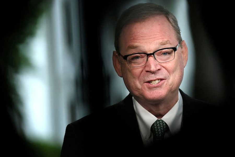 White House economic adviser Kevin Hassett gives a TV interview outside of the White House in Washington, US, May 9, 2025.