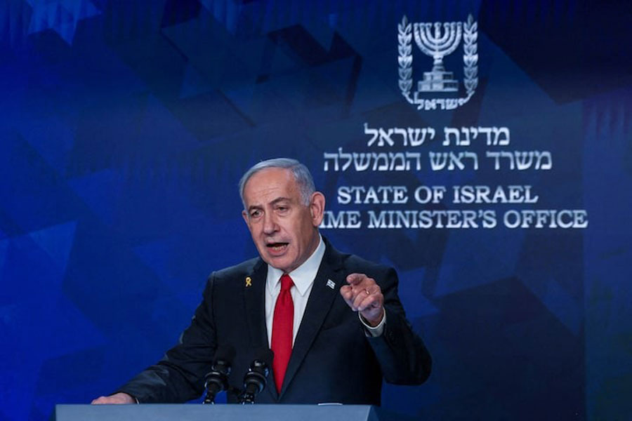 Israeli Prime Minister Benjamin Netanyahu speaks during a press conference, in Jerusalem, May 21, 2025.