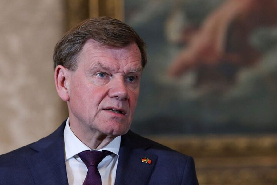 German Foreign Minister Johann Wadephul attends a press conference in Lisbon, Portugal, May 26, 2025.