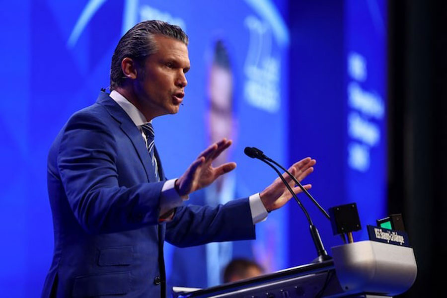 US Defense Secretary Pete Hegseth speaks at the IISS Shangri-La Dialogue security summit in Singapore, May 31, 2025.