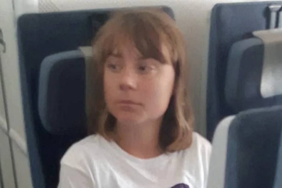 Greta Thunberg sits in a plane, in a location given as Tel Aviv, Israel, on Tuesday.