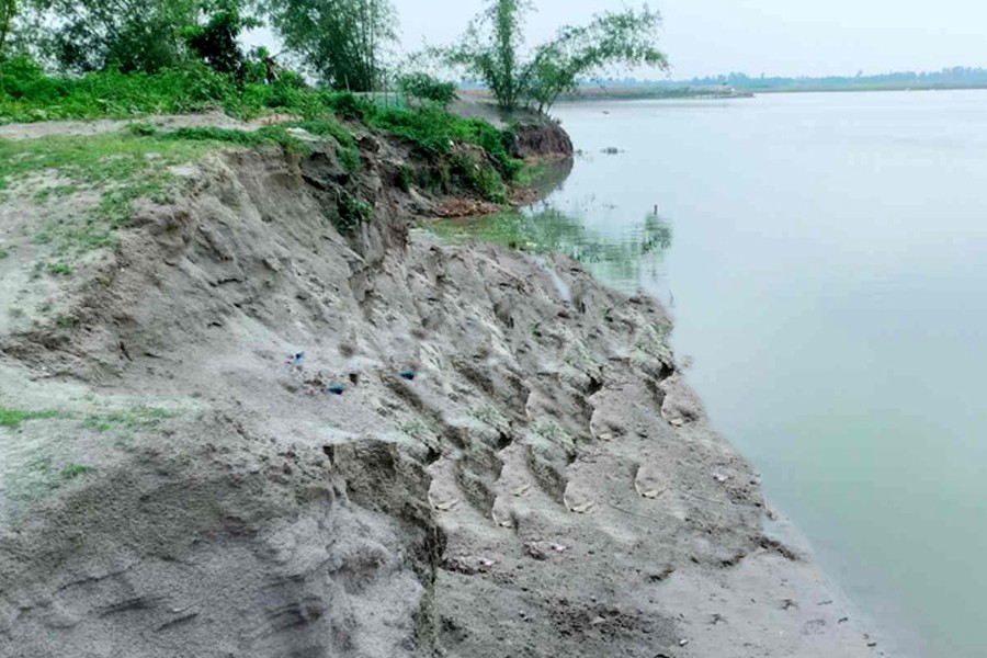 The bank of the eroding Teesta River