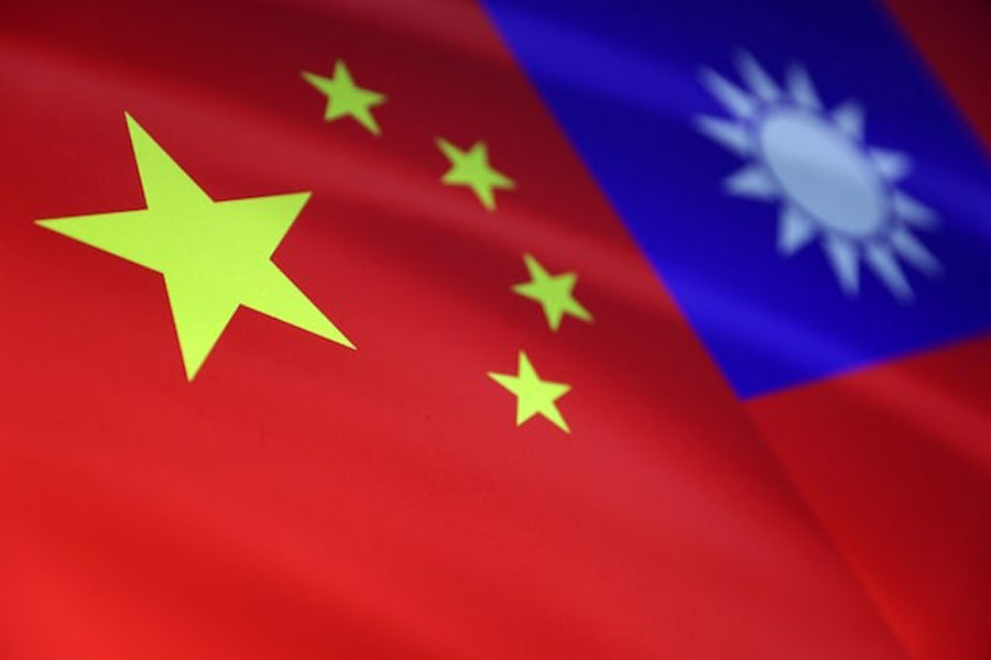 Chinese and Taiwanese flags are seen in this illustration, August 6, 2022.