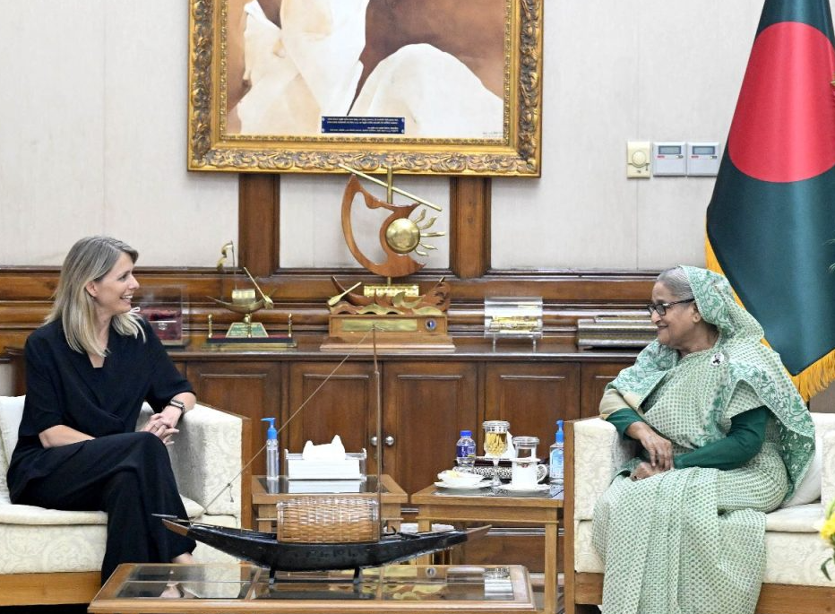 The meeting between Helmersson, Prime Minister Hasina and the state minister for the Ministry of Foreign Affairs, Shahriar Alam presents an invaluable opportunity to exchange ideas, address challenges, and explore future prospects in the garment industry. Credit: H&M Group