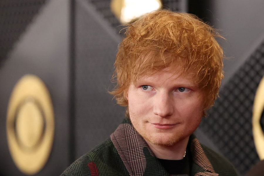 Ed Sheeran poses on the red carpet as he attends the 66th Annual Grammy Awards in Los Angeles, California, US, February 4, 2024.