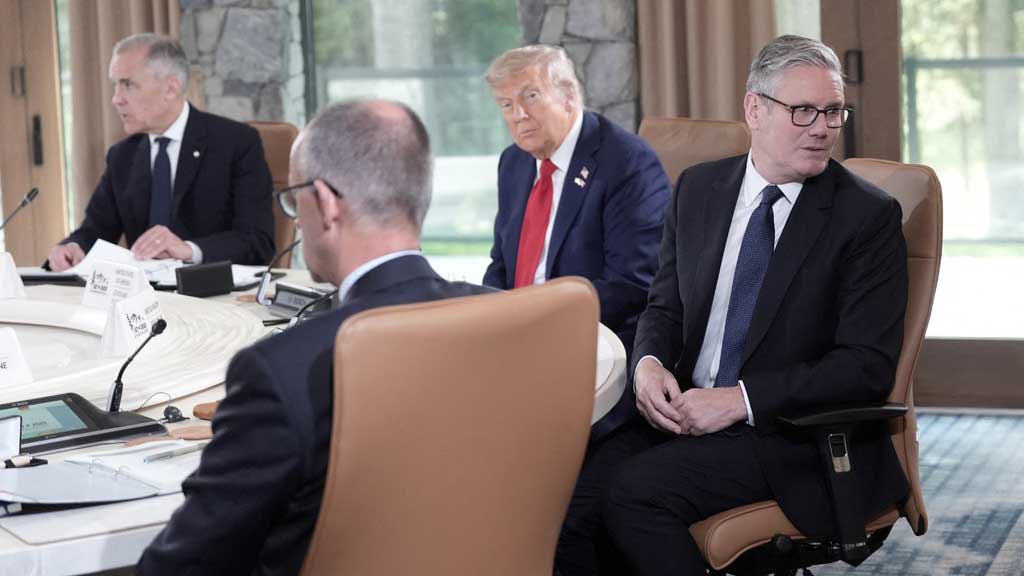 Prime Minister Keir Starmer and US President Donald Trump attend the first working session at the G7 leaders' summit in Kananaskis, Alberta, Canada June 16, 2025.