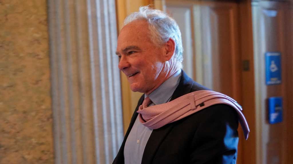 US Senator Tim Kaine walks as the US House of Representatives considers US President Donald Trump's sweeping tax-cut bill on Capitol Hill in Washington, DC, US, May 19, 2025. REUTERS