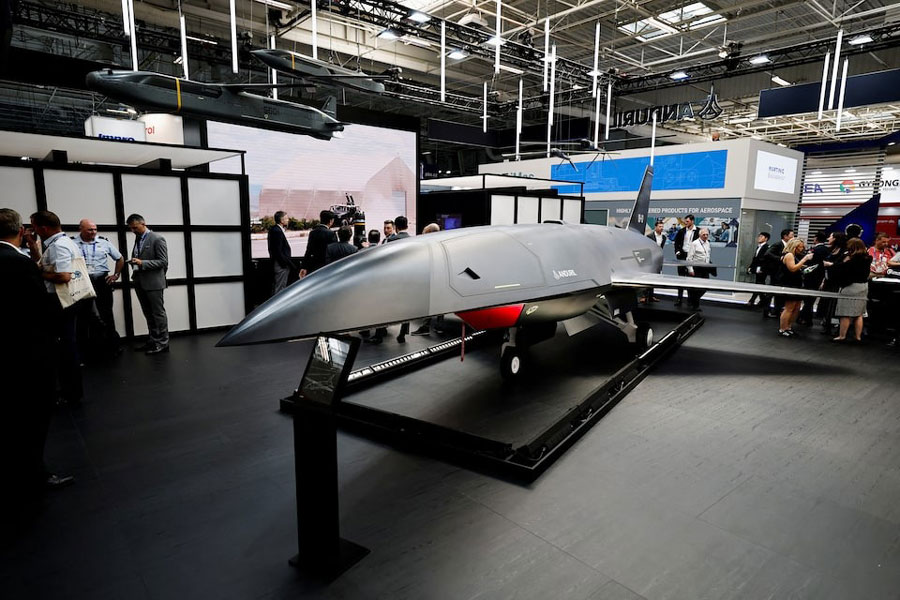 An Anduril Industries Fury autonomous air vehicle (AAV) is displayed at the 55th International Paris Airshow at Le Bourget Airport near Paris, France, June 17, 2025.