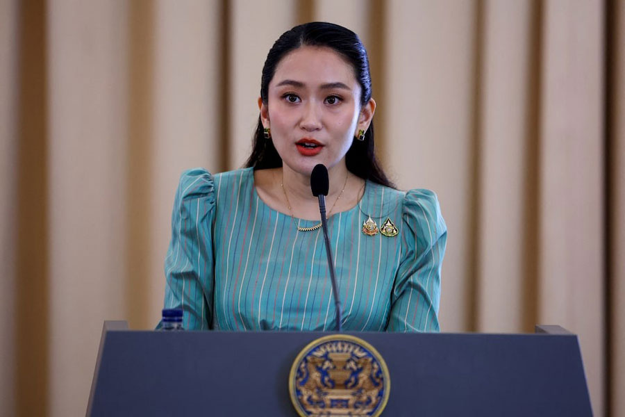 Thailand's Prime Minister Paetongtarn Shinawatra speaks during a press conference at the Government House, in Bangkok, Thailand, May 19, 2025.