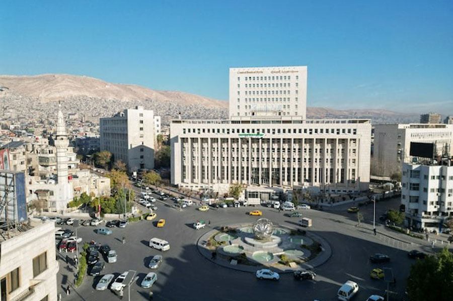 A drone view shows the Syrian central bank, after the ousting of Syria's Bashar al-Assad, in Damascus, Syria, December 16, 2024.