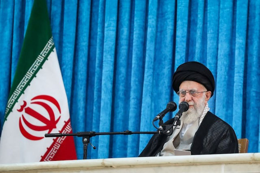 Iran's Supreme Leader Ayatollah Ali Khamenei speaks during the 36th anniversary of the death of the leader of Iran's 1979 Islamic Revolution, Ayatollah Ruhollah Khomeini, at Khomeini's shrine in southern Tehran, Iran June 4, 2025.