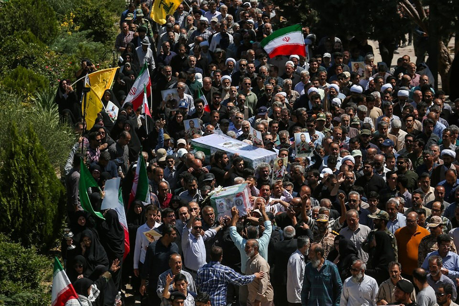 Mourners attend a funeral for those killed in Israeli strikes on Iran, in Qazvin, Iran on June 19, 2025 — Tasnim/WANA (West Asia News Agency) via REUTERS