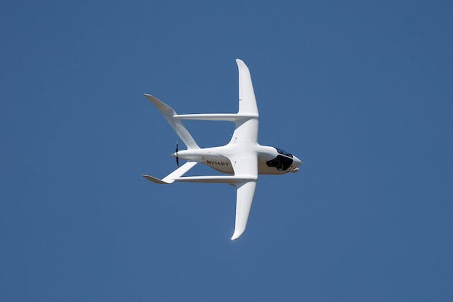 A Beta Technologies Alia CX300 electric aircraft performs during an exhibition flight at the 55th International Paris Airshow at Le Bourget Airport near Paris, France, June 18, 2025.