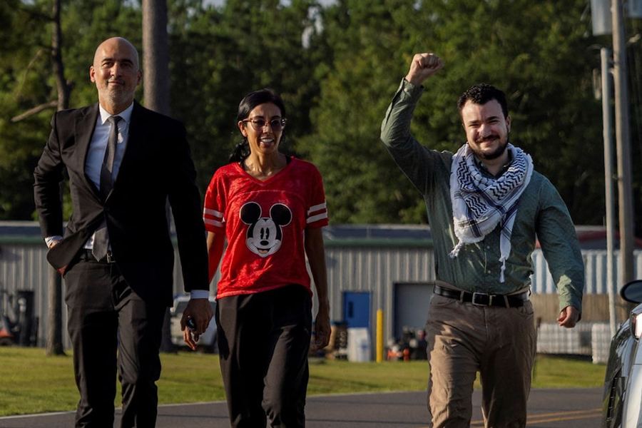 Columbia University graduate student Mahmoud Khalil gestures as he is released from immigration custody in Jena, Louisiana, US on June 20, 2025 — REUTERS/Kathleen Flynn TPX IMAGES OF THE DAY