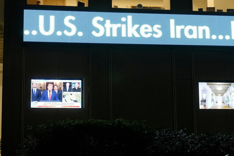 A Fox News ticker displays a headline about US strikes on Iran's nuclear facilities, in New York City, US on June 21, 2025 — Reuters photo