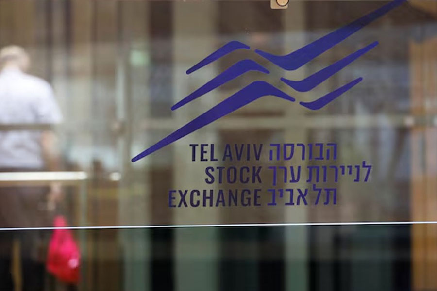 A Tel Aviv Stock Exchange sign is seen at the bourse in Tel Aviv, Israel November 4, 2020.