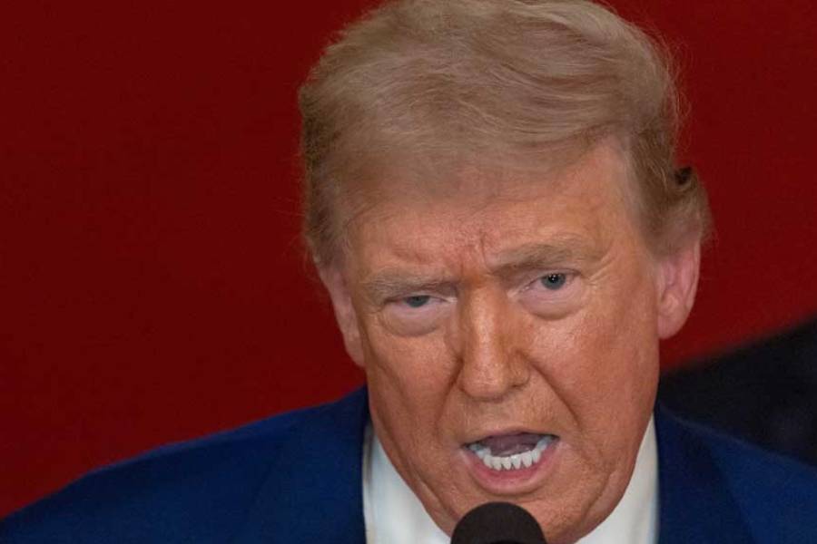 US President Donald Trump delivers an address to the nation at the White House in Washington, DC, US, Jun 21, 2025, following US strikes on Iran's nuclear facilities.