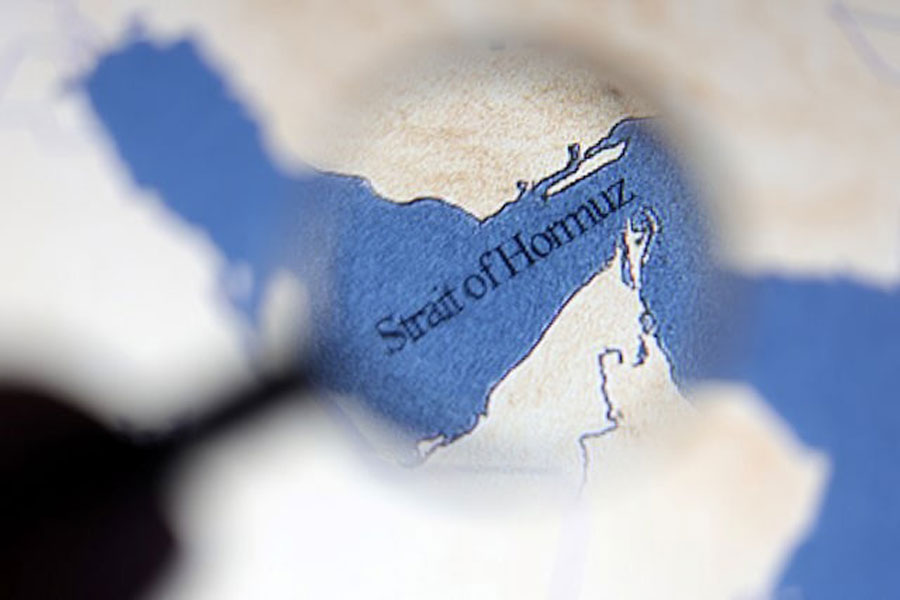 A map showing the Strait of Hormuz is seen in this illustration taken June 22, 2025.