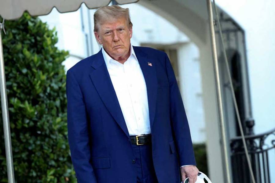 US President Donald Trump walks to board Marine One to depart to attend the NATO Summit in The Hague, Netherlands, from the South Lawn at the White House in Washington, DC, US, Jun 24, 2025.