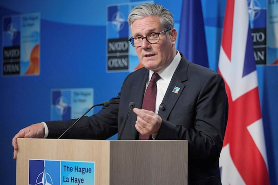 Britain's Prime Minister Keir Starmer speaks during a press conference at the end of the NATO summit in The Hague, Netherlands, Wednesday, June 25, 2025.