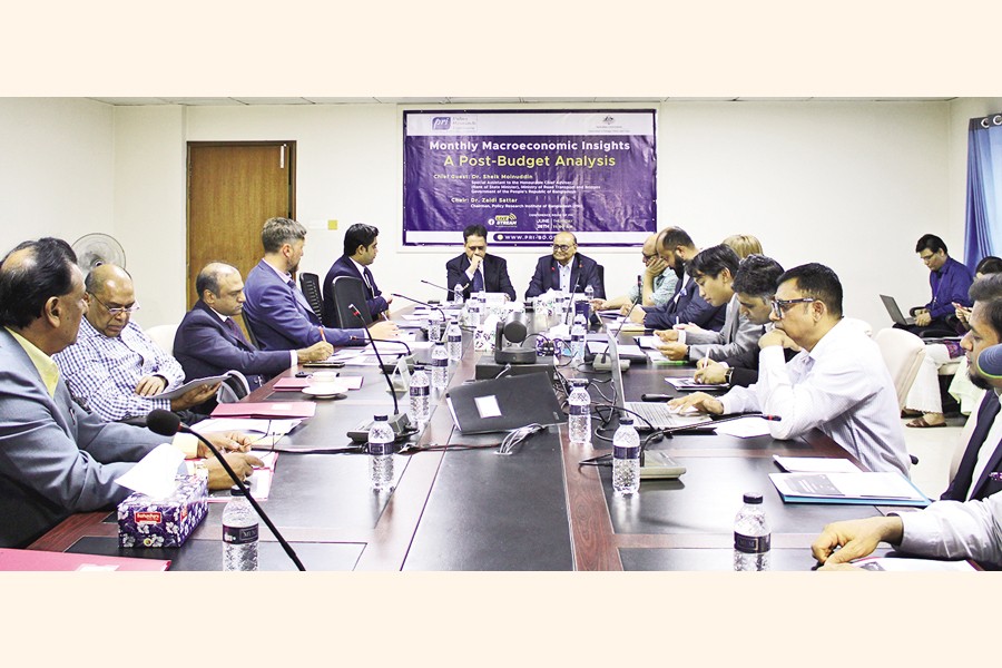 Dr Zaidi Sattar, Chairman of Policy Research Institute of Bangladesh (PRI), and Dr Ashikur Rahman, its Principal Economist, delivered the keynote speeches at a post-budget analysis event organized by the PRI in the city on Thursday. — FE photo