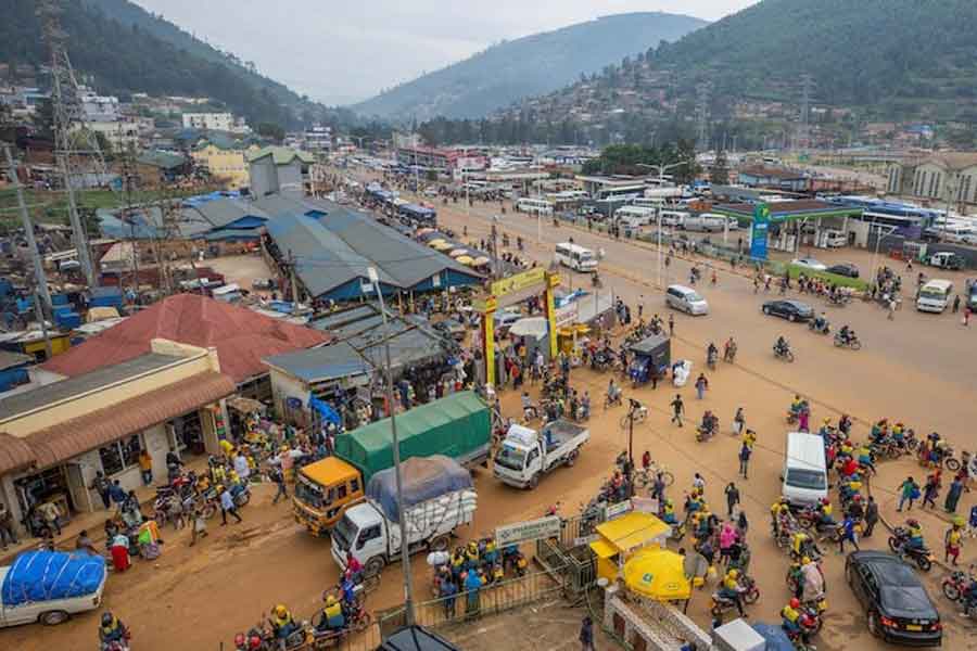 Motorists move along a street in the outskirts Kigali, Rwanda, April 26, 2024.