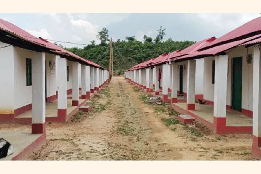 Photo shows the locked houses at Ashrayan project in Komolganj upazila of Moulvibazar district — FE Photo