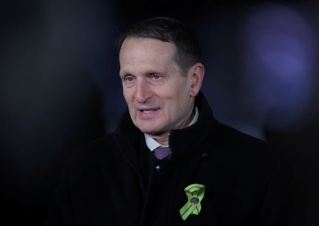 Russian Foreign Intelligence Service (SVR) Director Sergey Naryshkin attends the opening ceremony of a monument to civilians killed during World War Two, marking the 80th anniversary of lifting of the Leningrad siege, near the village of Zaitsevo in the Leningrad Region, Russia January 27, 2024.