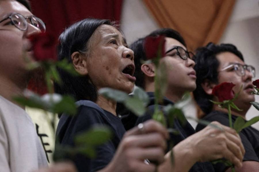 Chan Po-ying, chair of Hong Kong’s League of Social Democrats hosts a press conference to announce the party’s dissolution amid China’s national security law, in Hong Kong, China, June 29, 2025.