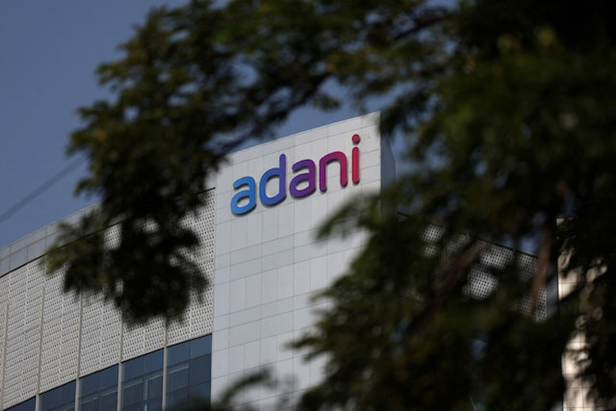 The logo of the Adani Group is seen on the facade of its Corporate House on the outskirts of Ahmedabad, India on November 21, 2024 — Reuters/File