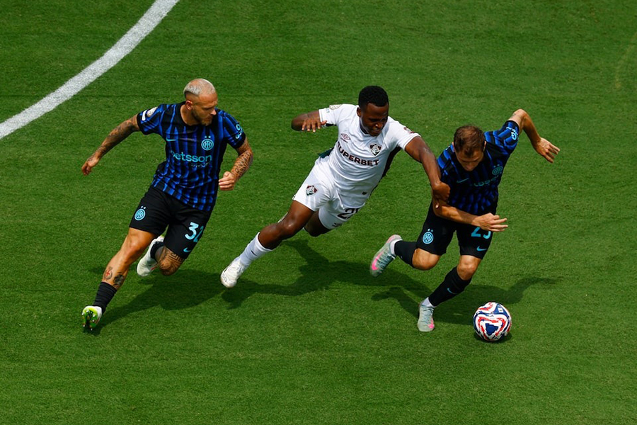 Fluminense’s Jhon Arias in action with Inter Milan’s Federico Dimarco and Nicolo Barella during the FIFA Club World Cup Round of 16 match at Bank of America Stadium, Charlotte, North Carolina, US on June 30, 2025 — Reuters photo