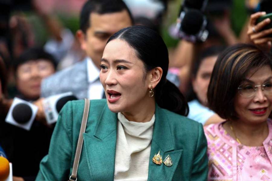 Thailand's Prime Minister Paetongtarn Shinawatra reacts after a cabinet meeting, as Thailand's Constitutional Court is expected to meet on Tuesday to consider a petition by 36 senators that accuses her of dishonesty and breaching ethnical standards in violation of the constitution over a leaked telephone conversation with Cambodia's influential former leader Hun Sen, at the Government House, in Bangkok, Thailand, Jul 1, 2025.