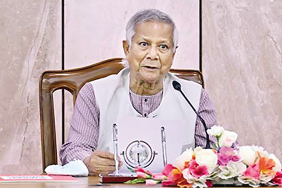 CA Prof Yunus speaks while launching July Uprising programme