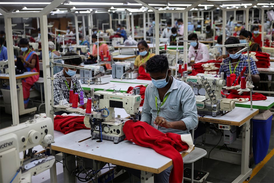 Employees work at a garment factory in Tiruppur, in the southern state of Tamil Nadu, India on April 22, 2025 — Reuters/File