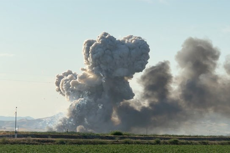 Clouds of smoke rise following explosions at a firework storage warehouse in Esparto, California, United States, July 1, 2025 in this screengrab taken from a social media video — Reuters photo