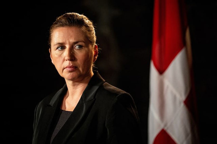Denmark's Prime Minister Mette Frederiksen attends a press conference after the contact committee meeting in Torshavn, Faroe Islands, June 17, 2025.