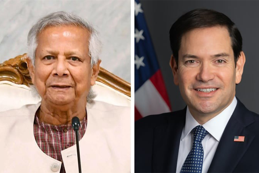 Chief Adviser Prof Yunus (left) and US Secretary of State Marco Rubio are seen in this combination photo. Source: BSS