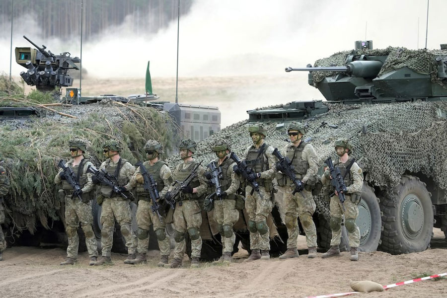 German army servicemen participate in the Quadriga 2024 military exercise in Pabrade, Lithuania May 29, 2024.