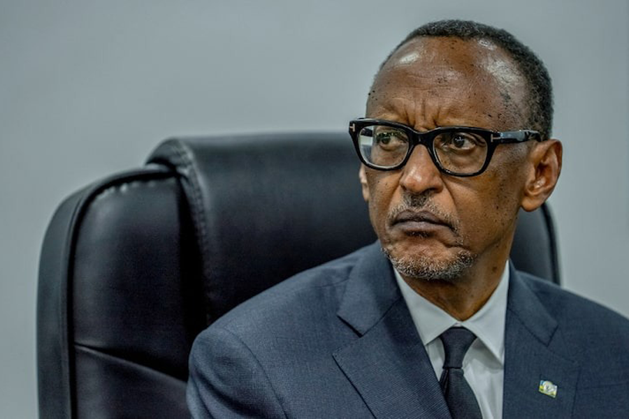 Rwanda's President Paul Kagame of the ruling Rwanda Patriotic Front (RPF) party sits to submit his candidature, where he seeks re-election in the upcoming polls due in July at Rwanda's National Election Commission in Kiyovu, Kigali, Rwanda May 17, 2024.