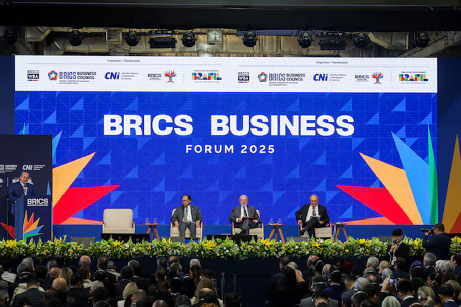 Ricardo Alban, President of the National Confederation of Industry (CNI), delivers a speech as Malaysia's Prime Minister Anwar Ibrahim, Brazil's President Luiz Inacio Lula da Silva and Brazil's Vice President Geraldo Alckmin participate at the opening of the BRICS Business Forum, ahead of the BRICS Presidential Summit, in Rio de Janeiro, Brazil on July 5, 2025 — Reuters photo