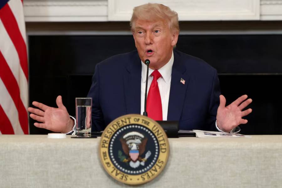 U.S. President Donald Trump speaks during an Invest America Roundtable in the State Dining room, at the White House, in Washington, U.S., June 9, 2025.