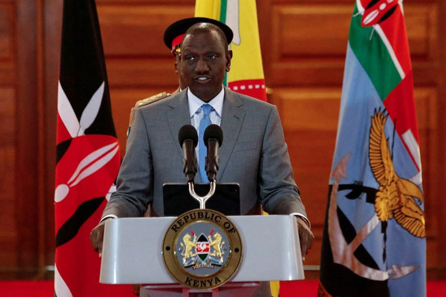 Kenya's President William Ruto speaks at a press conference after police officers shot protesters demonstrating against Kenya's proposed finance bill 2024/2025 in Nairobi, Kenya, June 25, 2024.