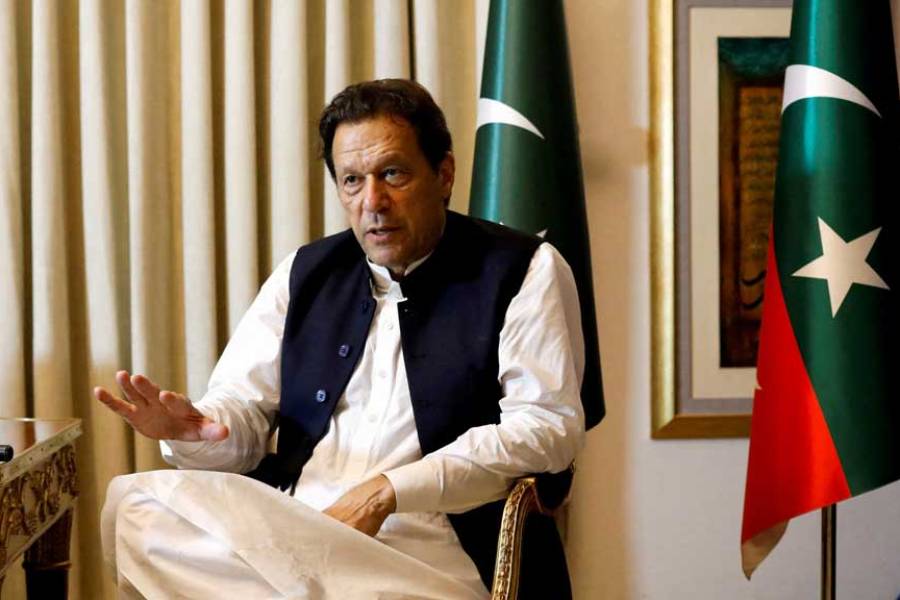 Former Pakistani Prime Minister Imran Khan speaks with Reuters during an interview, in Lahore, Pakistan March 17, 2023.