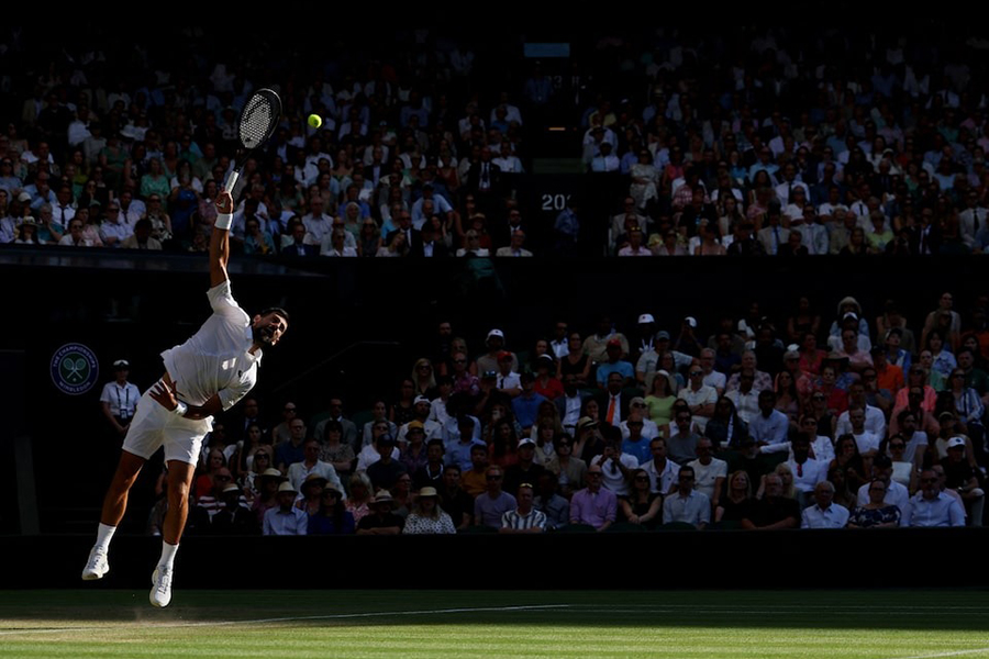 Serbia's Novak Djokovic in action during his quarter-final match against Italy's Flavio Cobolli at the All England Lawn Tennis and Croquet Club, Wimbledon, London, Britain on July 9, 2025 — Reuters photo