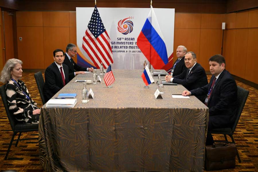 U.S. Secretary of State Marco Rubio meets with Russia's Foreign Minister Sergei Lavrov on the sidelines of the ASEAN Foreign Ministers' Meeting at the Kuala Lumpur Convention Centre in Kuala Lumpur, Malaysia, July 10, 2025.