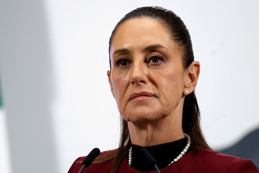 Mexico's President Claudia Sheinbaum listens to a question during her daily news conference at National Palace, in Mexico City, Mexico, June 25, 2025.