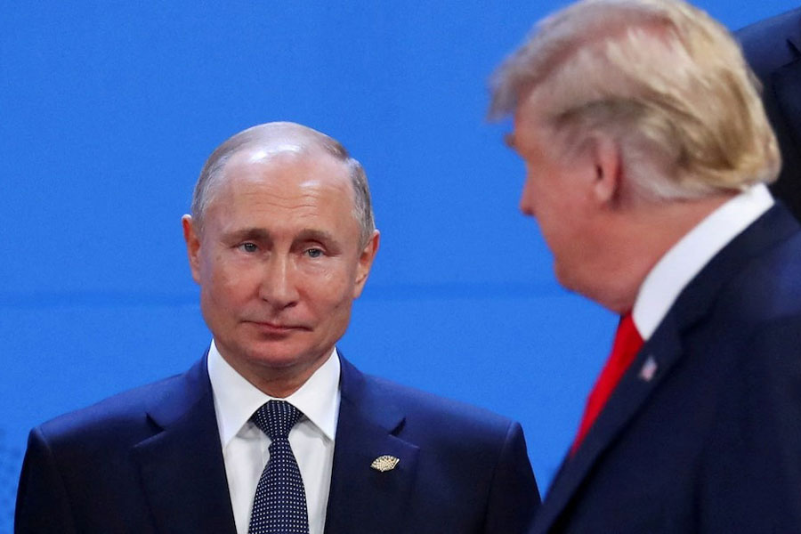 US President Donald Trump and Russia’s President Vladimir Putin are seen during the G20 leaders summit in Buenos Aires, Argentina November 30, 2018.