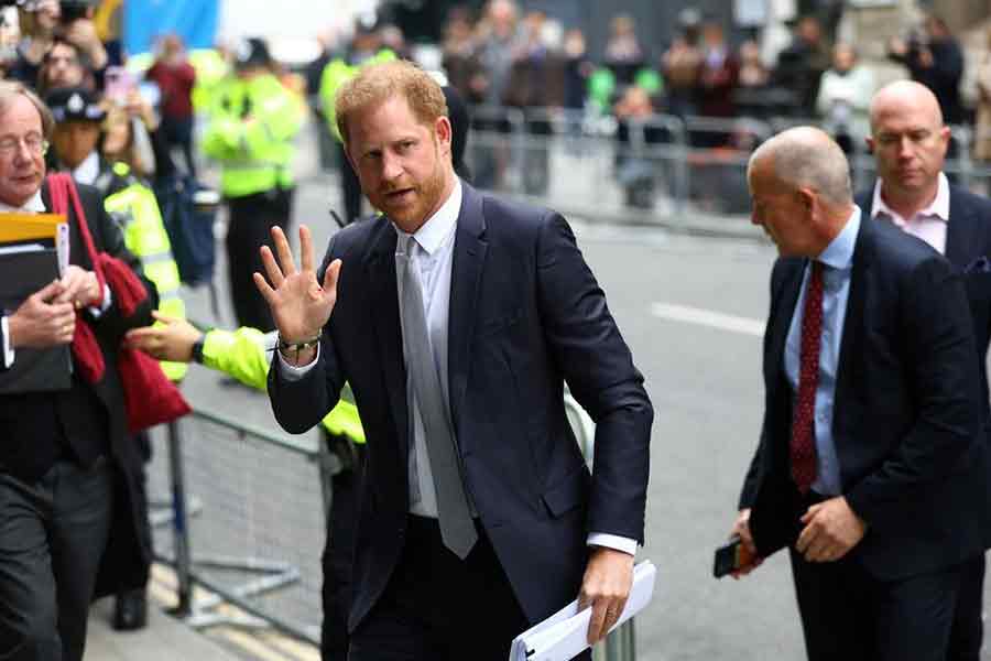 Britain's Prince Harry walking outside the Rolls Building of the High Court in London on Wednesday –Reuters photo