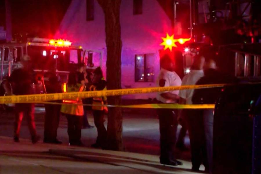 First responders stand outside Gabriel House Assisted Living Facility, after a deadly fire broke out, in Fall River, Massachusetts, US, July 14, 2025 in this screengrab taken from a video.