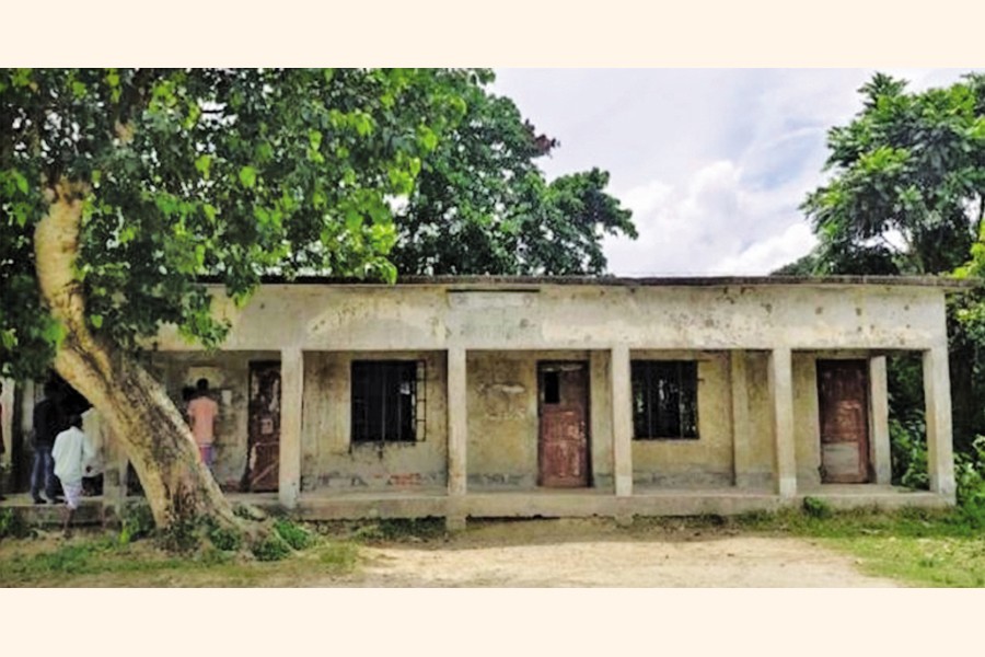 A view of a primary school left abandoned due to closure for long 19 years at Joynagar village in Kachua upazila of Chandpur district